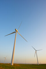 Fototapeta premium Wind turbines for electric power production, Zaragoza province, Aragon in Spain.