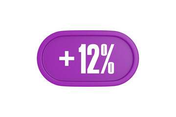 12 Percent increase 3d sign in purple isolated on white background, 3d illustration.	