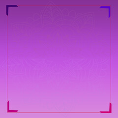 Modern Purple Empty Frame With Light Pattern Template-For Social Media, Banner, Poster, Flyer & Card.