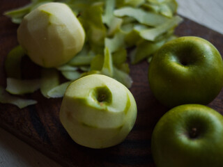 Preparing rustic home made apple crumble