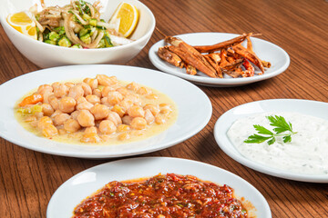 Nohutlu Sulu Yemeği, Turkish traditional food. (Turkish cuisine) Homemade Food Chickpeas.