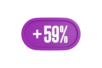 59 Percent increase 3d sign in purple isolated on white background, 3d illustration.	