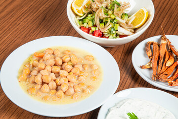 Nohutlu Sulu Yemeği, Turkish traditional food. (Turkish cuisine) Homemade Food Chickpeas.