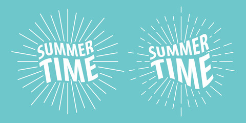 Summer time. Tematic template with text for sticker, label, poster, card, invitation, menu and other printing products. Vector illustration.