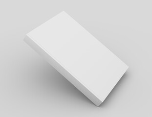 Hard-cover book on white background. Template of a white blank book. 3D rendering.