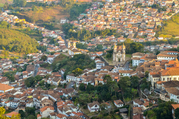 Fototapeta na wymiar View of Ouro Pret with mountains at background. This city is located in Brazil and was the first Unesco word heritage in latin America.