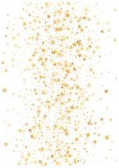 Gold stars background, Flying stars glitter backdrop, Christmas sparkling lights confetti isolated on white. magic shining sparkle vector border.