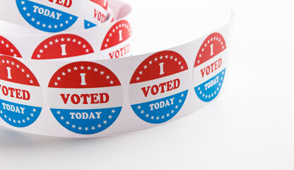 Vote election campaign stickers roll on white background
