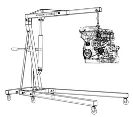 Engine hoist with engine outline