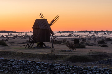 Old Swedish Windmill in morning light