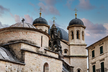 Orthodox Church Domes on Old Church in Kotor