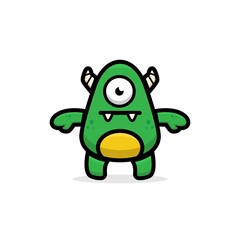 cartoon cute green monster