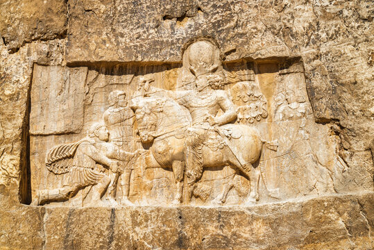 Beautiful bas-relief at ancient necropolis Naqsh-e Rustam, Iran
