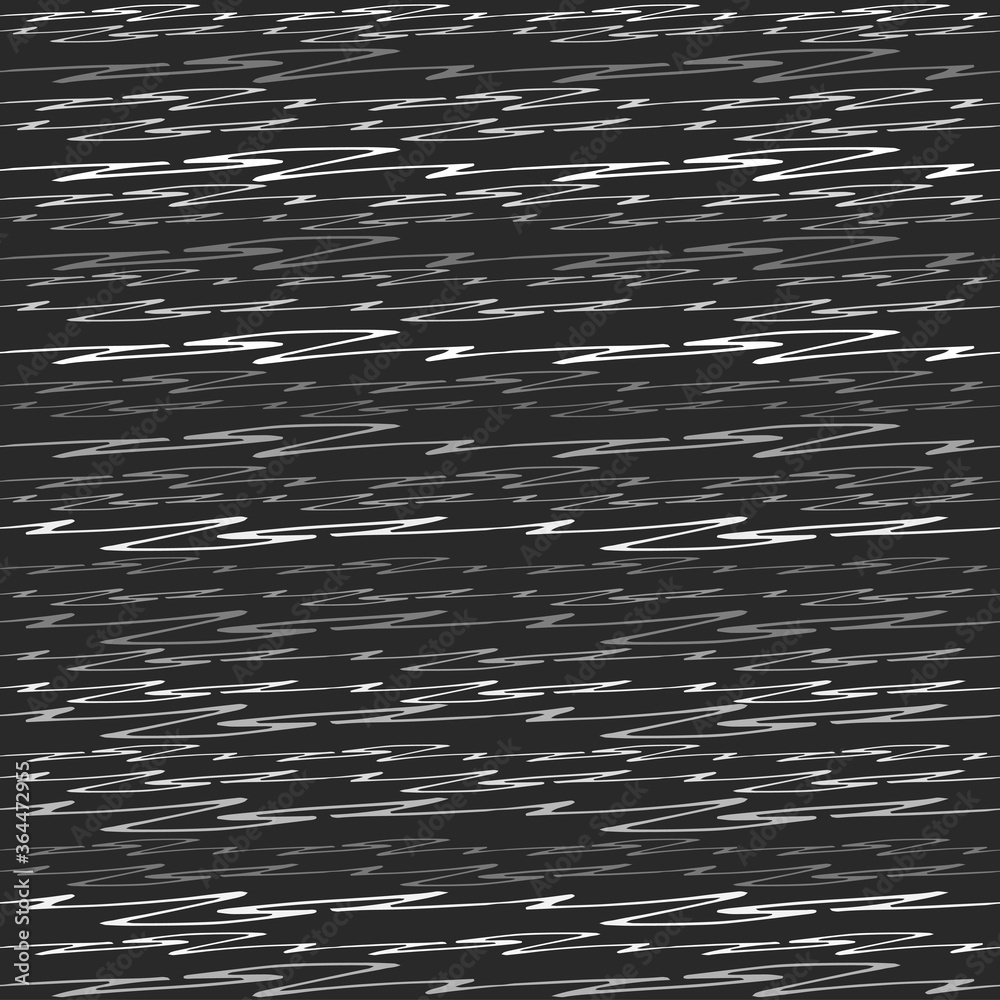 Poster Seamless Texture of Horizontal lines, vector pattern of digital waves, white stripes on black background, texture design template