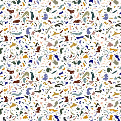 Trendy earth colors terrazzo seamless pattern. Floor texture. Vector terrazzo repeat pattern. Modern stone surface. Abstract art.