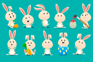 Vector set of cute rabbits