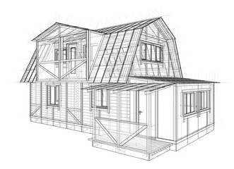 House sketch. 3D illustration