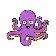 Octopus cartoon vector illustration isolated background
