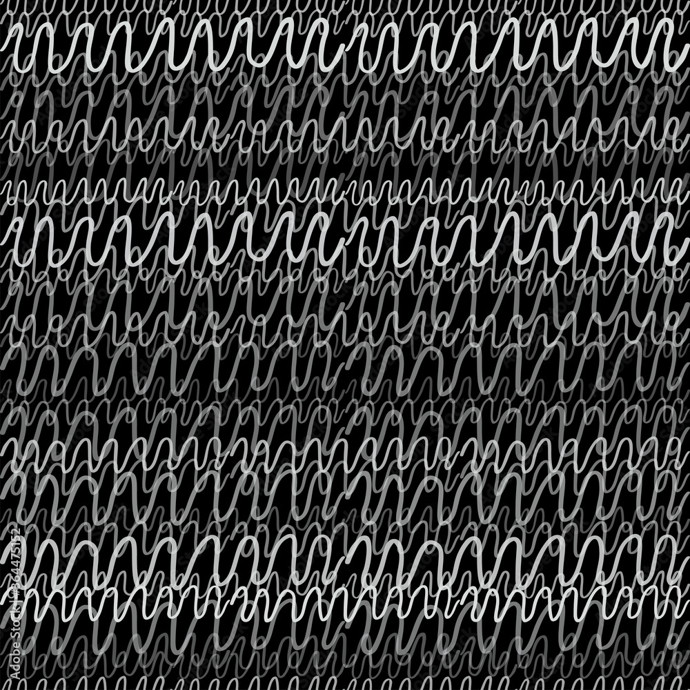 Aufkleber Seamless Texture of Horizontal lines, vector pattern of digital waves, white stripes on black background, texture design template