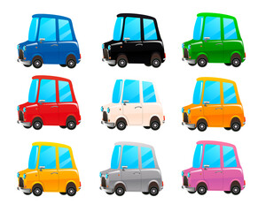 Set of multicolored toy cars