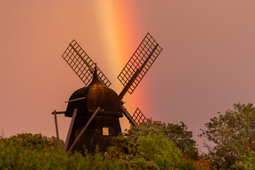 Rainbow over windmill - 364475558