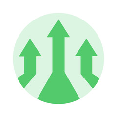 Perspective arrows up diagram. Arrow logo pointing up in circle. Business success concept. Isolated vector.
