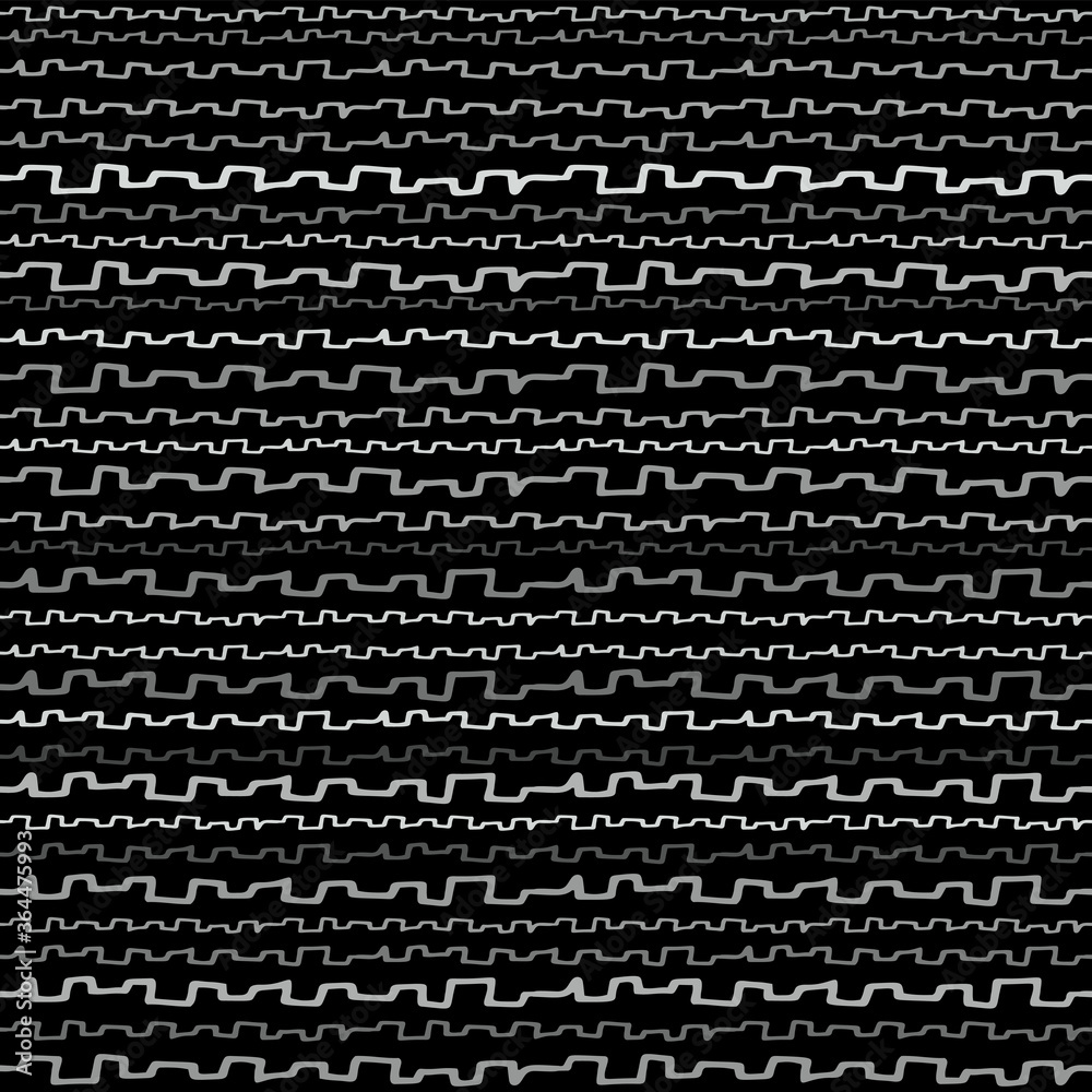 Aufkleber seamless texture of horizontal lines, vector pattern of digital waves, white stripes on black backgr