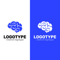 Brain iq logo design minimal creative logotype vector template