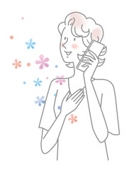 スマホ　女性　通話