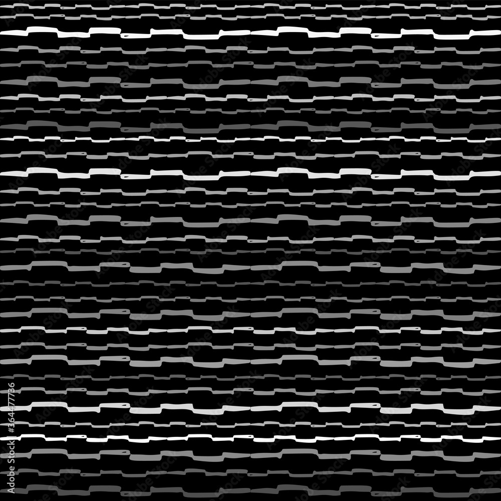 Poster seamless texture of horizontal lines, vector pattern of digital waves, white stripes on black backgr