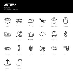 Autumn icon set. Autumn outline icon set. Icon for website, application, print, poster design, etc.