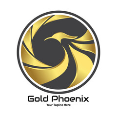 Vector logo gold phoenix design in eps 10. Simple template and ready to use.