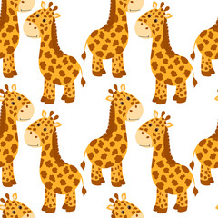 Seamless pattern cute animals giraffe vector illustration.