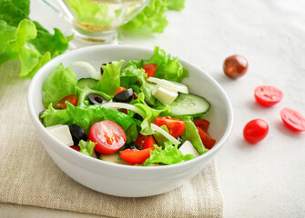 Traditional healthy and tasty greek salad