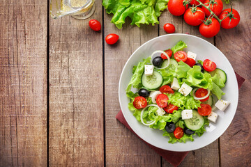 Traditional healthy and tasty greek salad