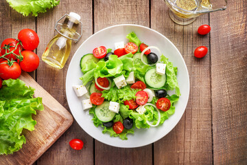 Traditional healthy and tasty greek salad