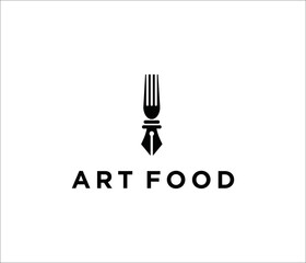 pen creative food logo design icon illustration