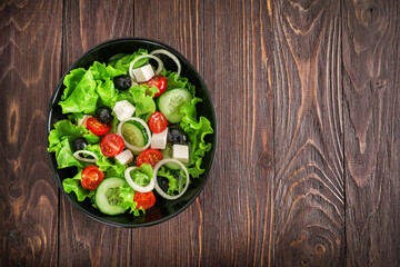 Traditional healthy and tasty greek salad