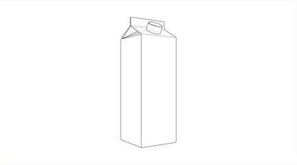 Vector isolated Milk or Juice Box Icon. Outline pictogram of a milk box