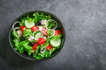 Traditional healthy and tasty greek salad