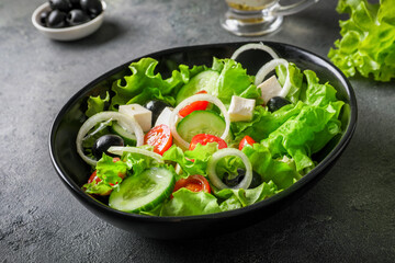 Traditional healthy and tasty greek salad