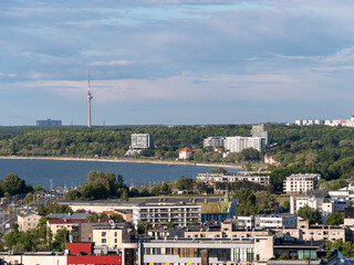 Obraz premium Aerial view of city Tallinn Estonia business district