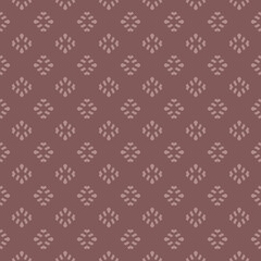 Vintage geometric seamless pattern. Vector abstract texture with small shapes. Brown color. Ethnic folk style ornament. Simple minimal retro background. Repeat design for decor, wallpapers, textile