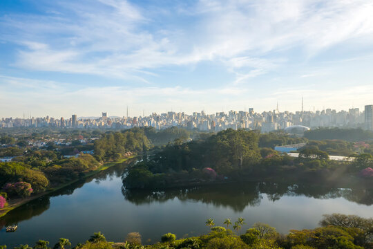 Fotos a&eacute;reas de parques em S&atilde;o Paulo, contraste da Natureza e o asfalto