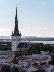 Aerial view of city Tallinn Estonia business district