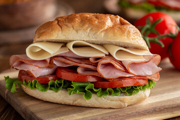 Ham and Cheese Sandwich on a Bun