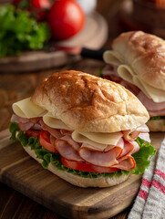Ham and Cheese Sandwich on a Bun