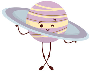 Saturn in cartoon style. Cute space character.