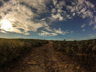 Top of the mountains at Serra da Canastra region in Brazil with the big lake in the deep of photography.