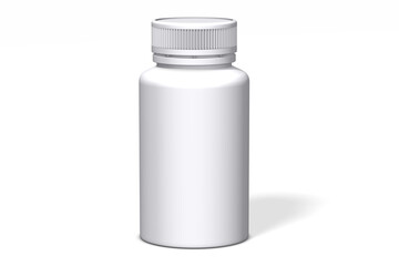 White medicine bottle, white background, created by 3d rendering
